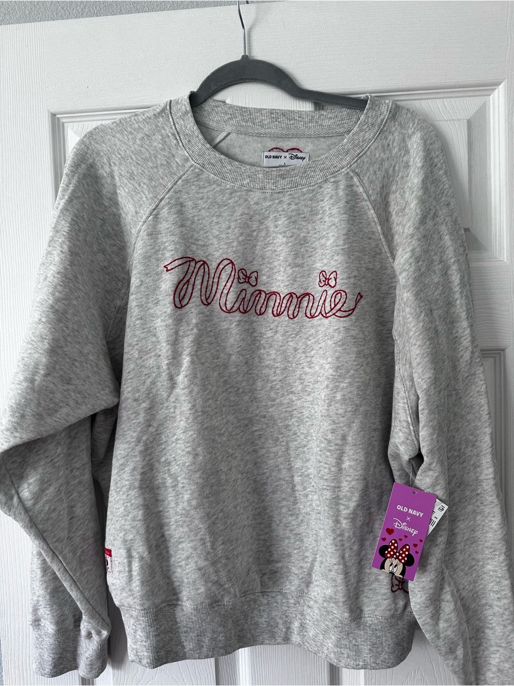 Old Navy Grey Disney Collaboration Sweatshirt with Red Heart Detail